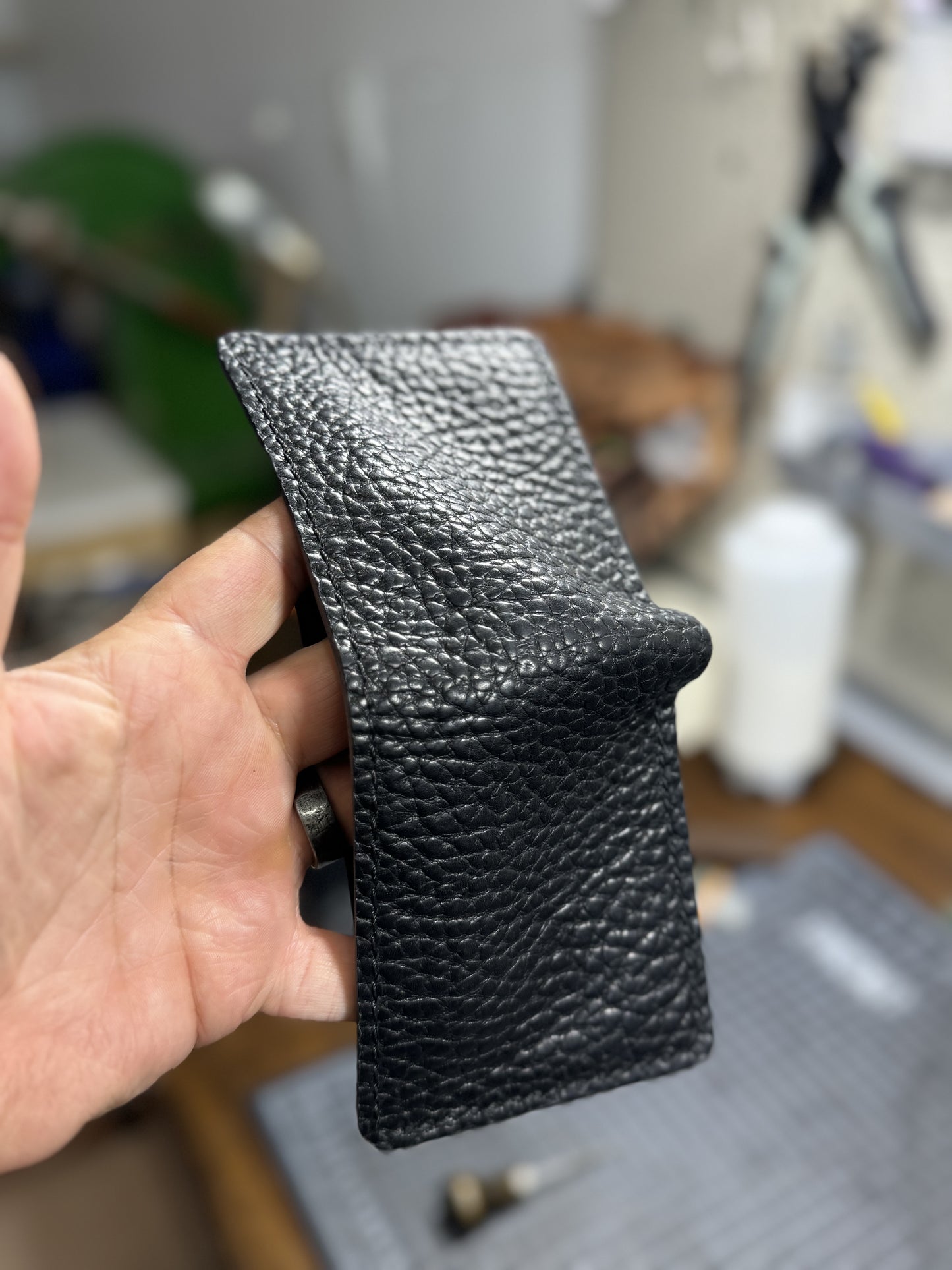 Portefeuille traditionnel noir bison