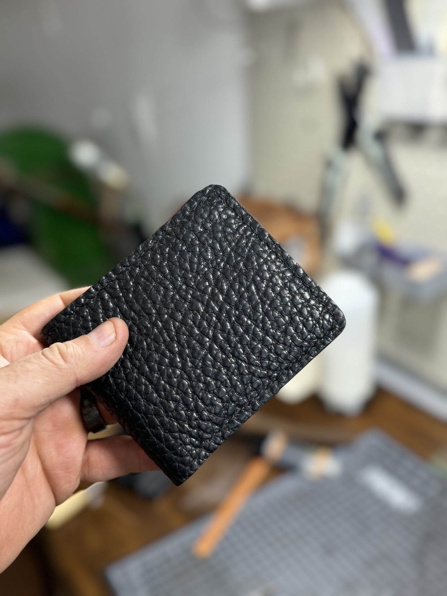 Portefeuille traditionnel noir bison