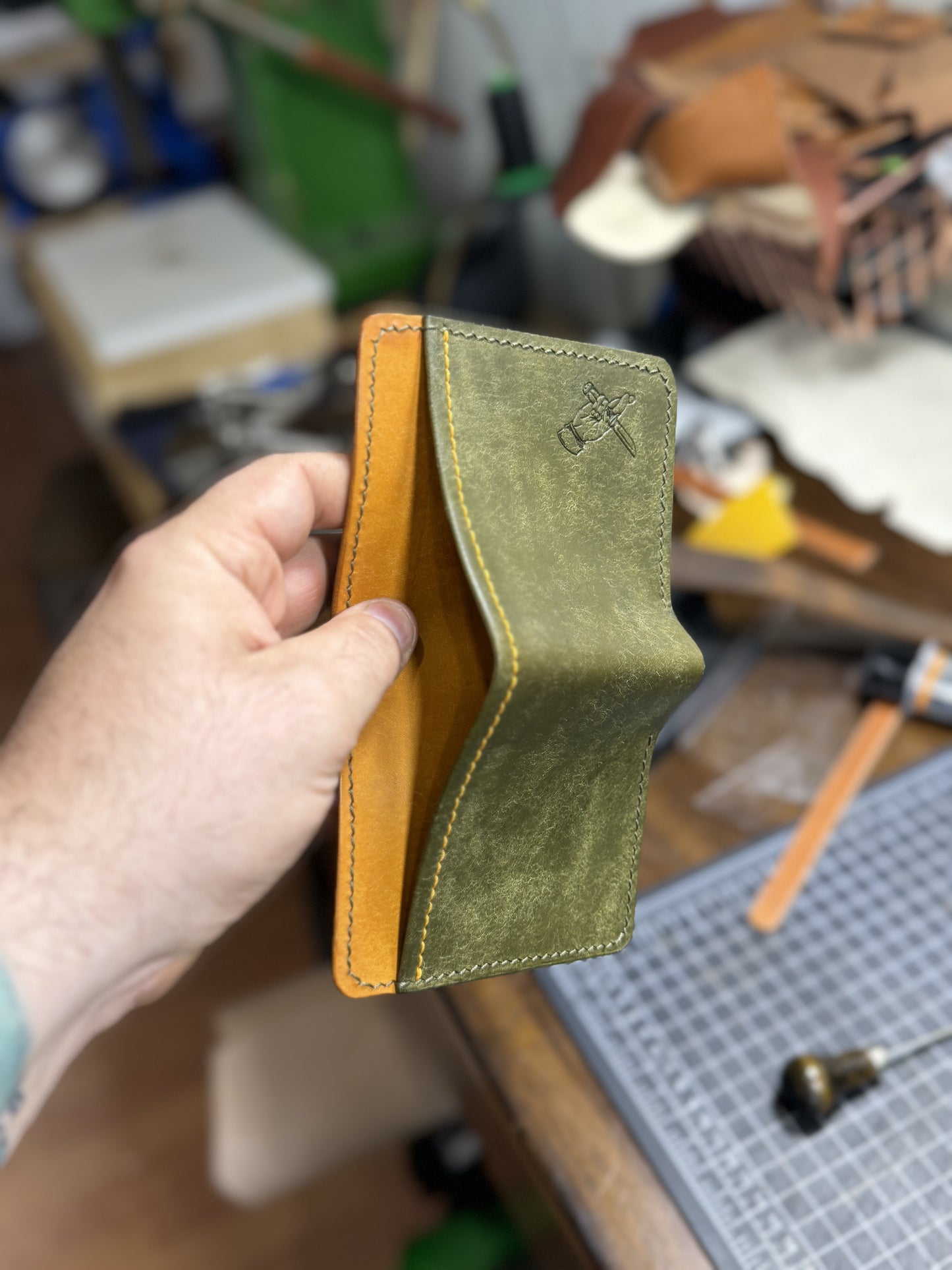 Portefeuille Pueblo vert et jaune