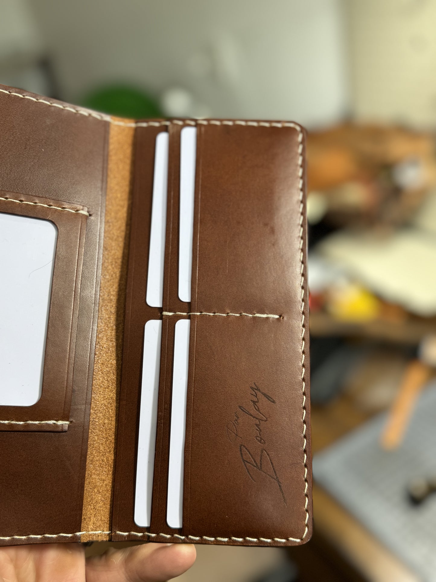 Porte feuille long brun