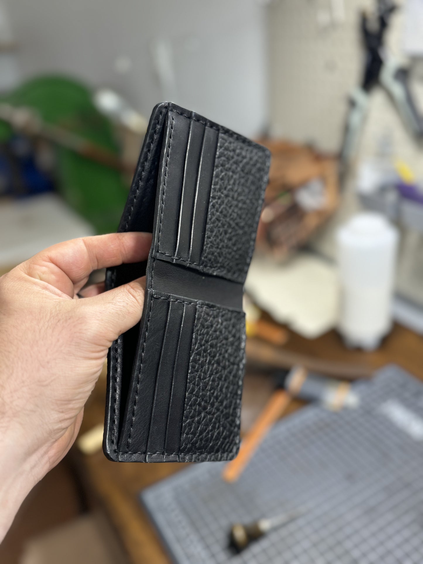 Portefeuille traditionnel noir bison