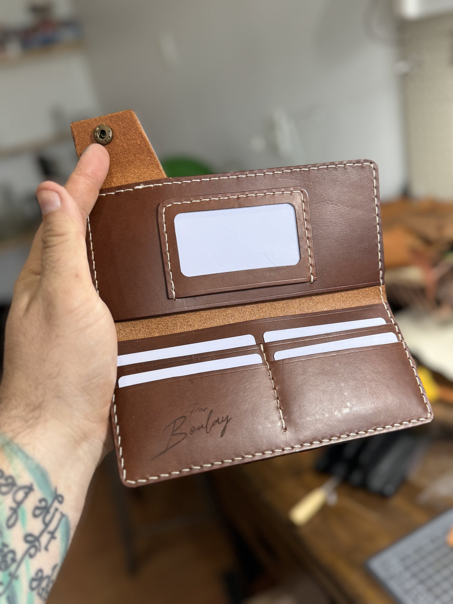 Porte feuille long brun