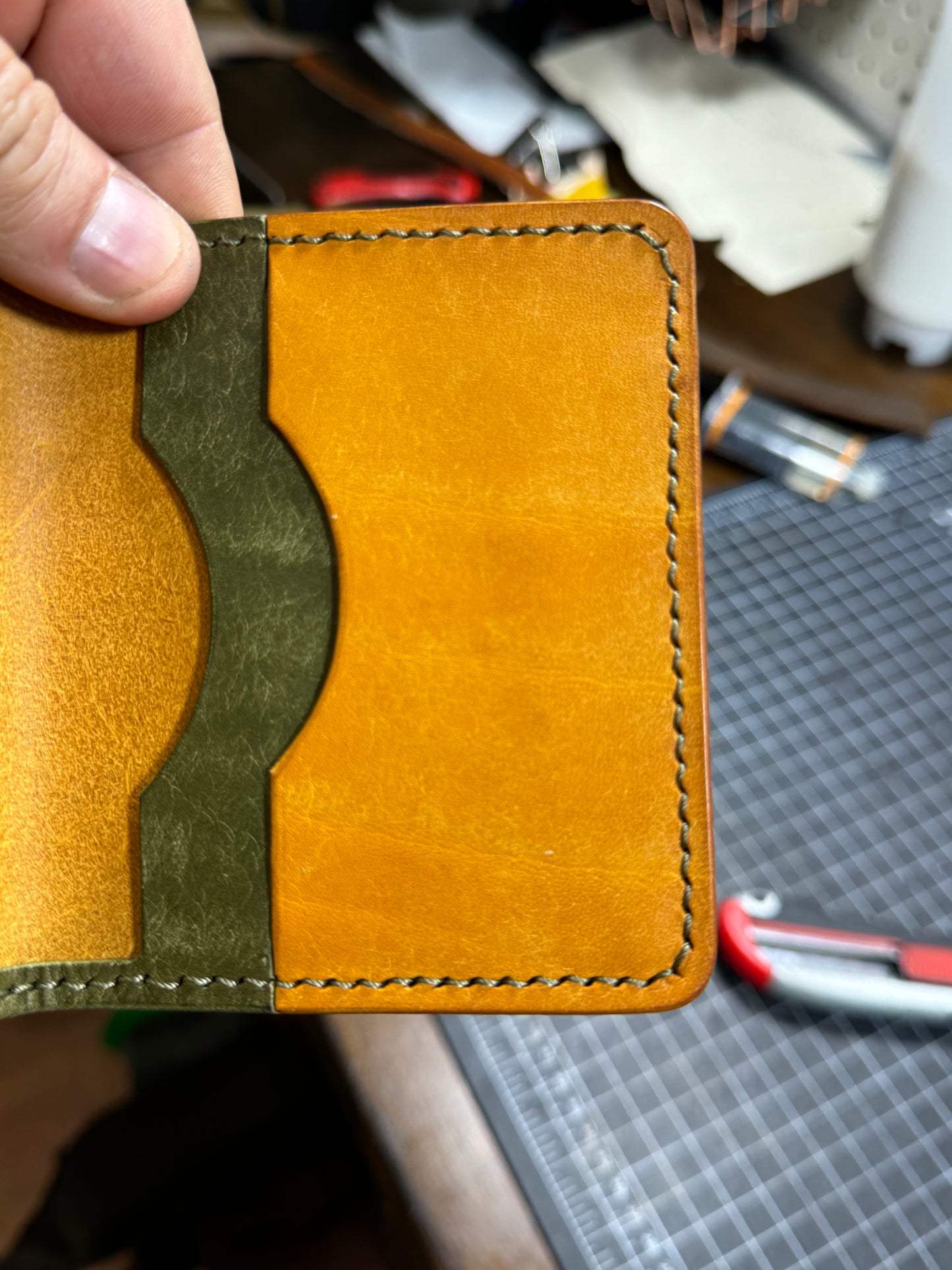 Portefeuille Pueblo vert et jaune