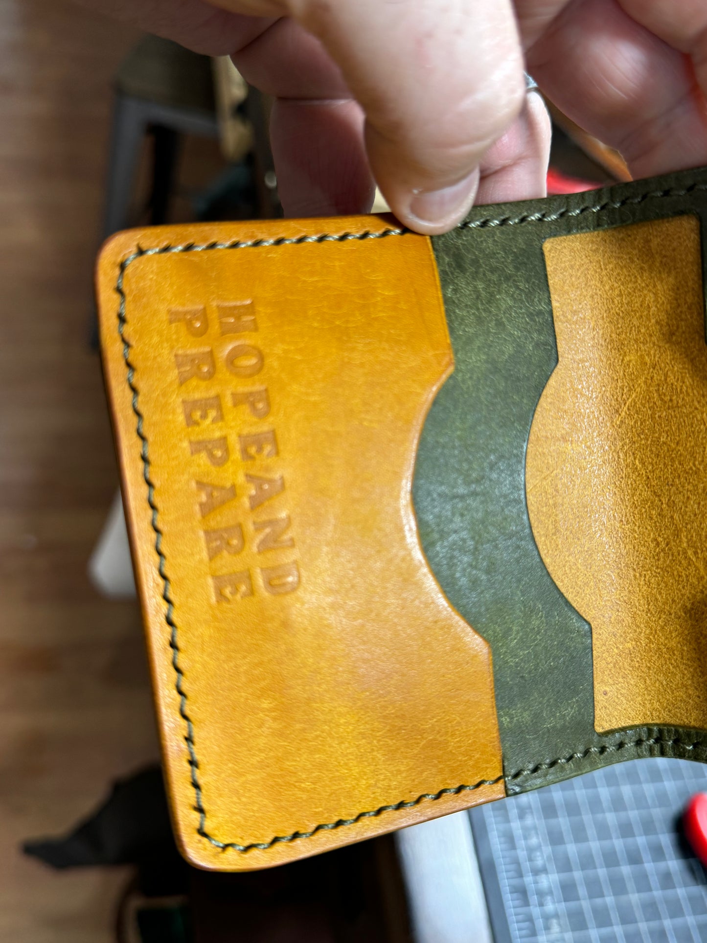 Portefeuille Pueblo vert et jaune